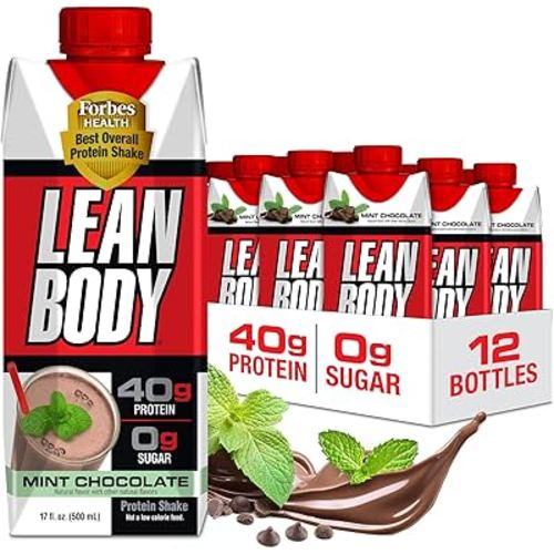 Labrada Lean Body Ready-to-Drink Mint Chocolate Protein Shake, 40g Protein, Whey Blend, 0 Sugar, Gluten Free, 22 Vitamins & Minerals, (Recyclable Carton & Lid - Pack of 12) LABRADA
