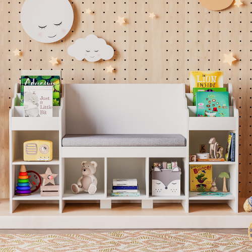 Homall Ample Storage Space Kids Bookcases, Wood White, 54.5” x 31.4”, 79.4 lb