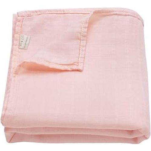 Ali+Oli Muslin Swaddle Blanket for Baby (Soft Pink) Large 47" x 47" Soft Rayon Made from Bamboo & Organic Cotton, Machine Washable Receiving Blanket Wrap for Newborn to Toddler