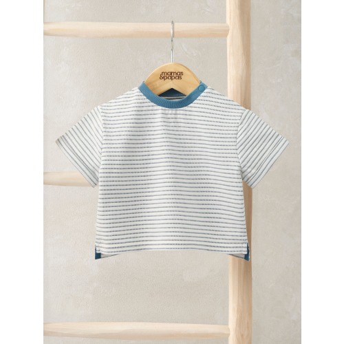 Mamas & Papas White Stripe Smart T-Shirt (0-3months)