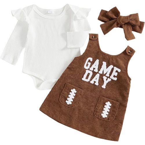 MoZiKQin Baby Girl Halloween Outfit Long Sleeve Ruffle Romper Ghost Embroidery Overall Dress Headband Cute Fall Clothes