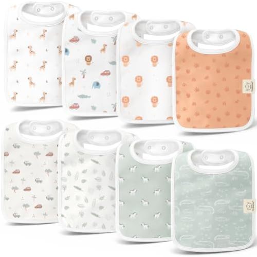 KeaBabies 8-Pack Organic Baby Bibs for Boys, Girls Drool Bibs (Wilderness)