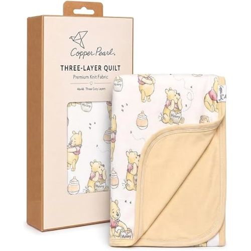 Copper Pearl Jumbo 3-Layer Baby Blanket: Soft Baby Quilts for Boys and Girls | Breathable, Cozy, Toddler Blanket | Baby Quilt for Newborns | 46x46 Premium Polyester/Rayon | Hunny