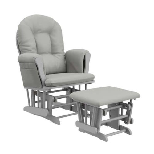 Hoop Glider Natural with Light Gray Cushion Ottoman Set