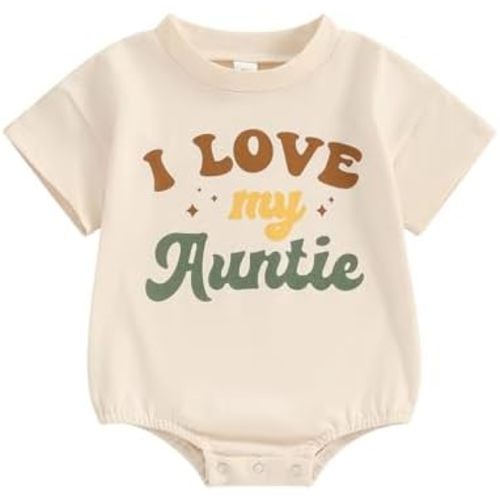 Baby Girl Boy Bodysuit Romper Gender Neutral Unisex Funny Aunties Bestie Letter Clothes Casual One-Piece Bodysuit