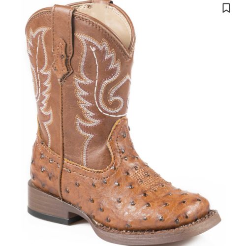 Roper Toddler Boys' Ostrich Print Western Boots - Square Toe