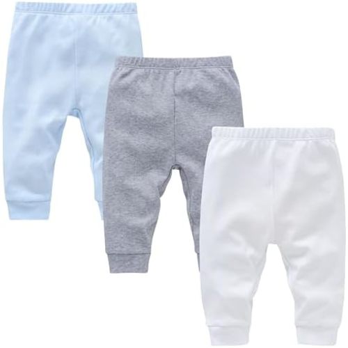 kavkas Infant and Toddler Active Pants Unisex Cotton Trousers Solid Color Baby Basic Jersey Leggings Boy Girl Bottoms
