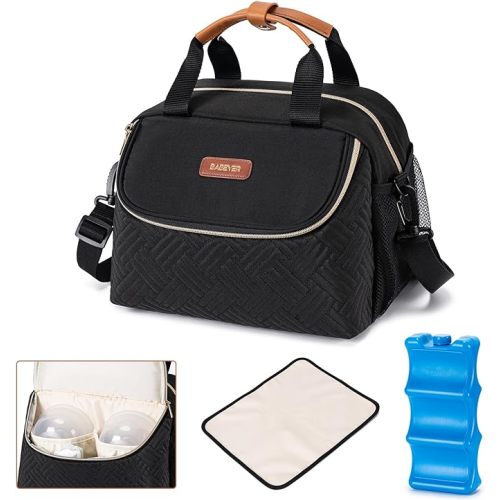 Breastmilk Cooler Bag with Ice Pack Fits 6 Baby Bottles up to 9 Ounce, Wearable Breast Pumps Cooler Bag for Nursing Mom Daycare, Work, Travel- Cream