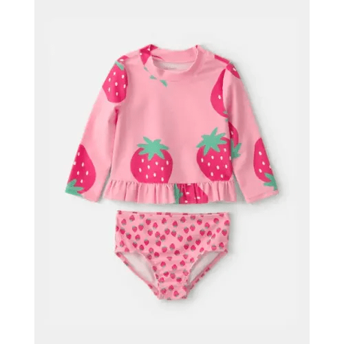 Baby Girl 2-Piece Strawberry Rashguard Swimsuit Set - Pink | Carter's
