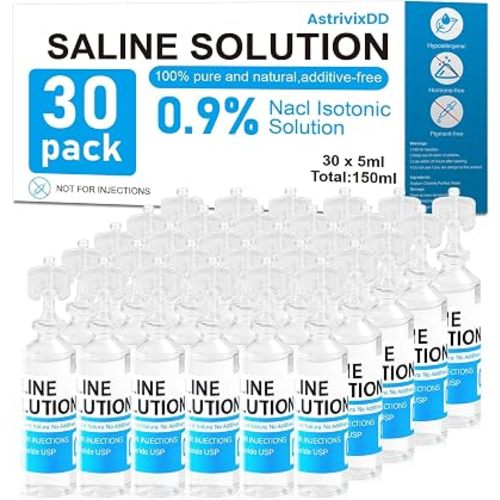 30 Pack 0.9% Saline Solution, Normal Solution for All Ages, Total 150ml