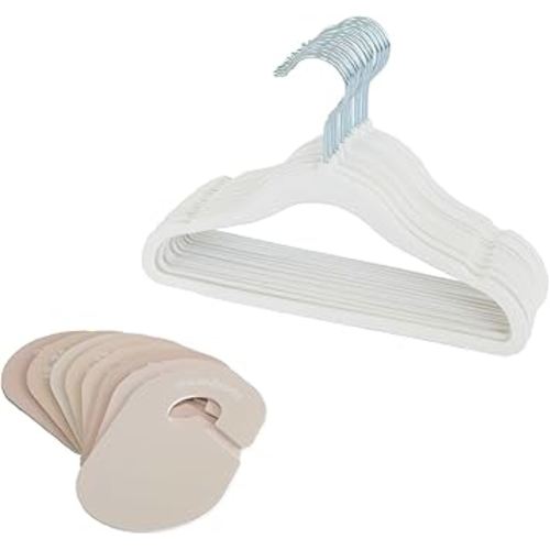 3 Sprouts Baby Closet Organizer Set - 15 Nursery Hangers with 8 Size Dividers, Closet Dividers for Baby Clothes and Clothes Organizer for Infant to Toddler Clothing - Cream Hangers & Neutral Dividers