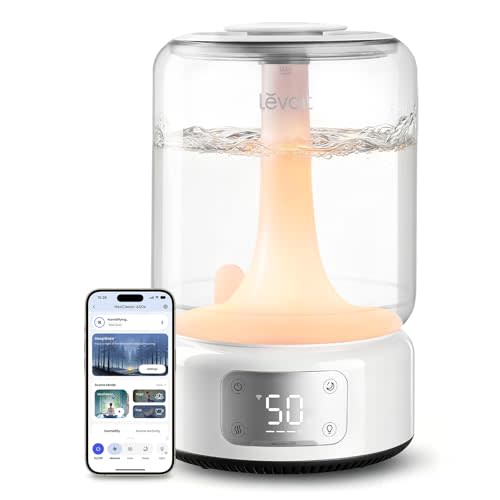 Levoit Humidifiers for Bedroom Large Room, 6.2L Dishwasher Safe, Smart App | Top Fill Cool Mist Humidifier for Baby & Plants, Easy to Clean, Quiet 26dB, 62H Runtime, Essential Oil, NeoClassic 650S