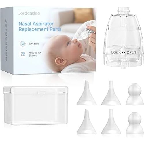 Nasal Aspirator Replacement Parts Compatible with GROWNSY/ X-Bosak / HEYVALUE Nose Sucker for Baby & Toddlers, Suction Chamber and 6pcs Silicone Tips Replacement Kit
