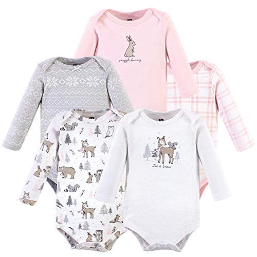 Hudson Baby baby-girls Cotton Long-sleeve Bodysuits 5-pack