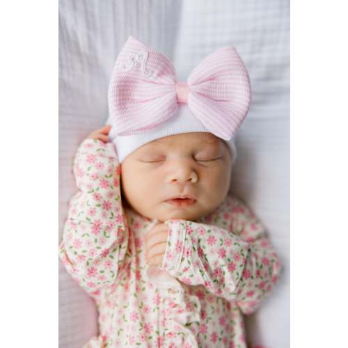 Hand Stitched Newborn Bow Hat