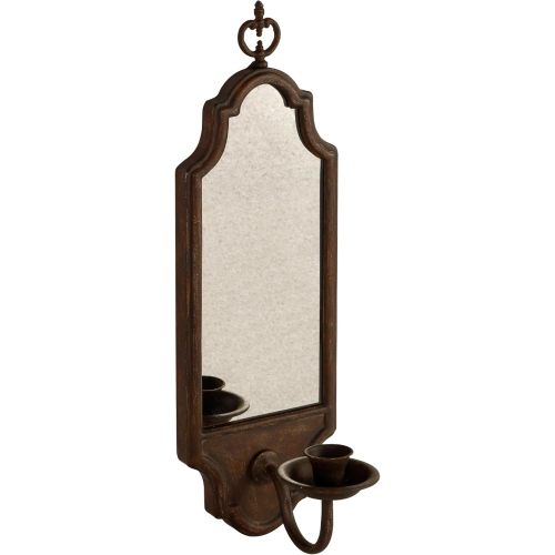 SOFFEE DESIGN Mirrored Wall Candle Holder - Antique Copper Sconce for Taper Candles, Elegant Hanging Decor