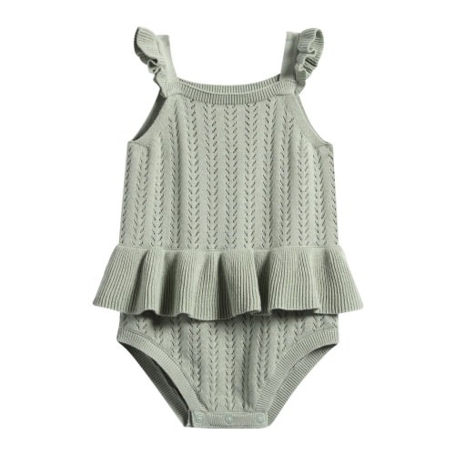 Ruffle Skirted Organic Cotton Pointelle Bodysuit