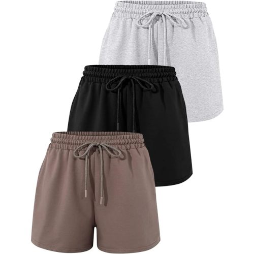 SUNBS Women‘s 3-Pack High Waist Sweat Shorts, Lounge & Sleep Shorts with Pockets, Comfy Casual for Spring and Summer