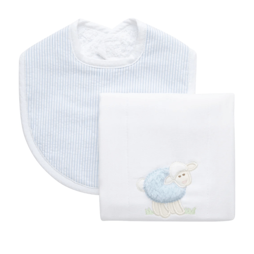 Lamb Basic Bib & Burp Boxed Set, Blue