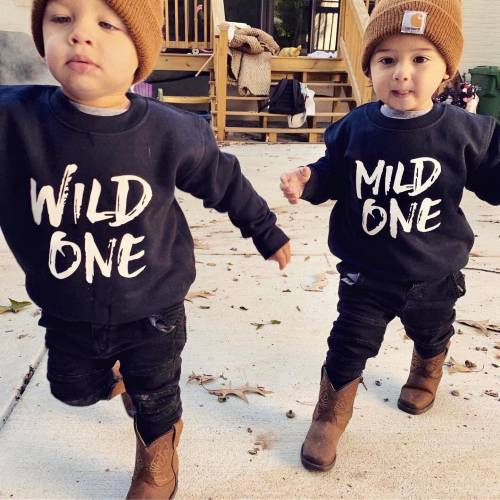 Wild One Mild One Kids Sweatshirts, Clothing for Twins