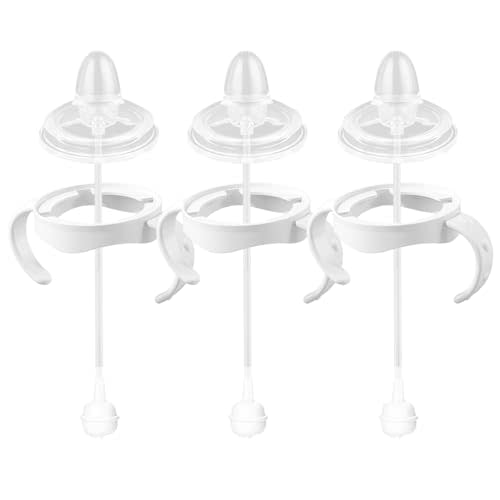 Sippy Cup Conversion Kit for Philips Avent Natural Baby Bottles, Soft Straw top and Weighted Straw Transition Kit with Handles for Kids, Pack of 3
