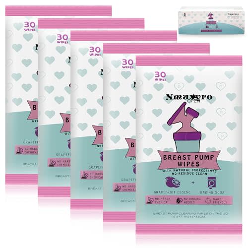 Breast Pump Wipes, 5 Packs Natural Pump Parts Cleaning On The Go, Resealable Manual Pacifier Wipe Quick Clean Breastfeeding Supplies