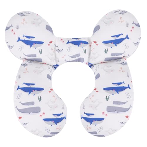 KAKIBLIN Baby Travel Pillow,Upgraded Baby Neck Pillows for Car Seat,Support Pillow,Infant Pillows for Head and Neck,Newborn Head Support for Car Seat,Pushchair (Whale)