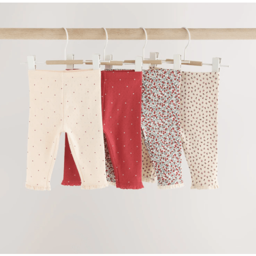 Red Ditsy Floral Baby Leggings 4 Pack (0mths-2yrs)