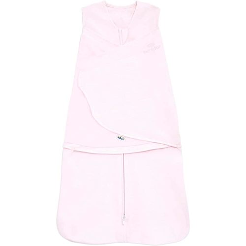 HALO 100% Cotton Sleepsack Swaddle, 3-Way Adjustable Wearable Blanket, TOG 1.5, Soft Pink, Newborn, 0-3 Months