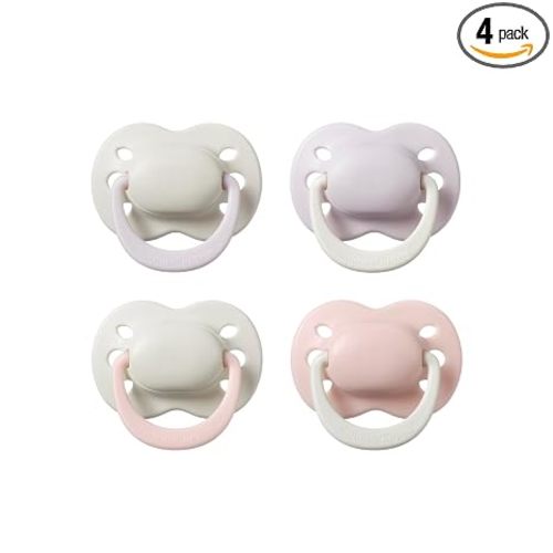 Tommee Tippee Ultimate Fit Newborn Pacifier, 0-2 Months, Pack of 4 | Extra Air Holes, Symmetrical Nipple & Shield, 100% BPA Free Silicone, Dishwasher & Sterilizer Safe, Pale Plum & Cotton Candy
