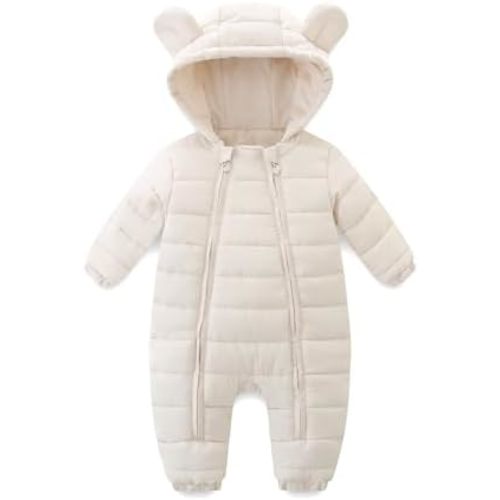 Infant Baby Snowsuit Cute Bear Ears Jumpsuit Newborn Romper Double Zipper Warm Jacket for Winter