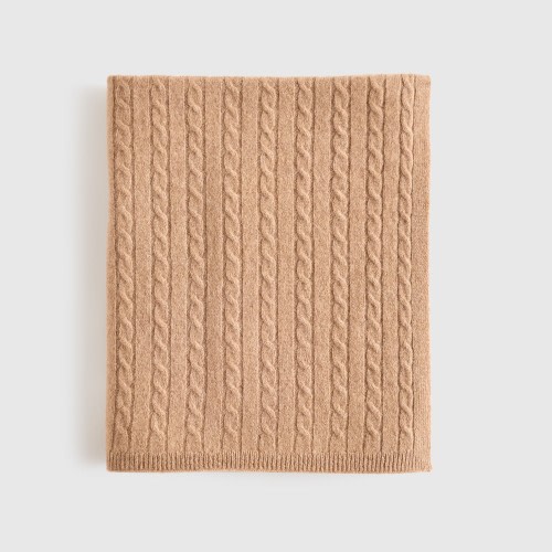 Quince Mongolian Cashmere Cable Knit Baby Blanket - Teak