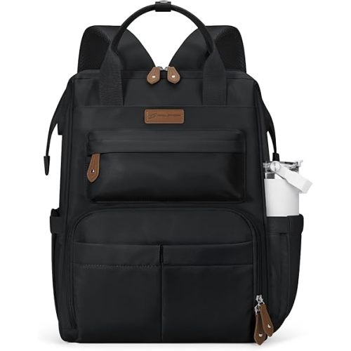 Maelstrom Laptop Backpack, Fits 15.6-17.3 Inch Travel Backpack Gift for Women Men, Waterproof College School Computer Bag, Anti-theft Business Work Bag with Luggage Strap (Black, 15.6 Inch)