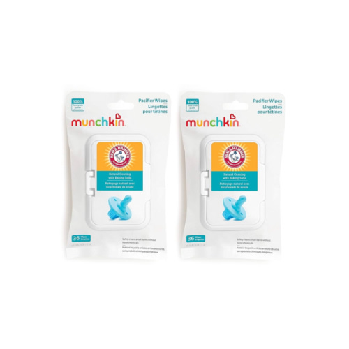Munchkin Arm & Hammer Pacifier Wipes - Safely Cleans Breast Pump Parts and Feeding Essentials for Baby and Toddler, 2 Pack, 72 Wipes