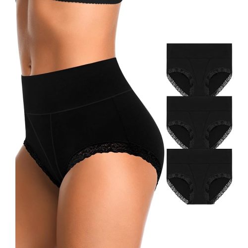 High Waisted Womens Underwear Cotton Tummy Control Postpartum Full Coverage Panties Stretch Briefs Black