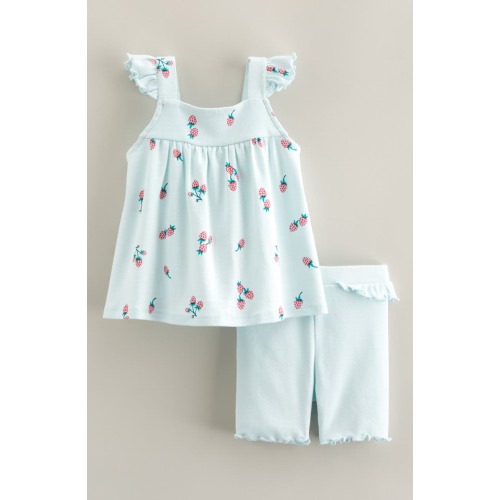 Ruffle Sleeve Top & Bike Shorts Set, 3M