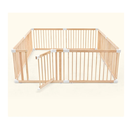 HARPPA Wooden Baby Gate Playpen | Non-Toxic Foldable DIY Adjustable Play Yard for Infants & Toddlers – Natural Finish Baby Fence for Small & Large Spaces