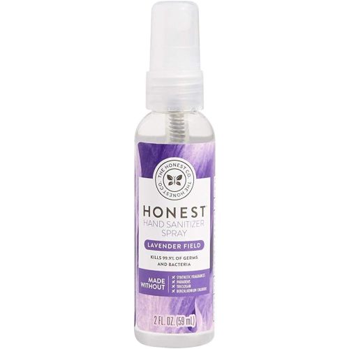 The Honest Company Plant-Based Hand Sanitizer Spray | Kills 99.9% of Germs | Hypoallergenic, Quick-Drying + Moisturizing | Lavender Field, 2 fl oz