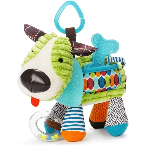 Skip Hop Bandana Buddies Baby Activity and Teething Toy with Multi-Sensory Rattle and Textures, Puppy