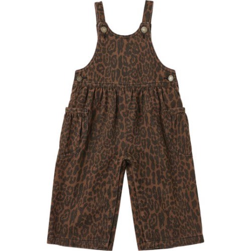 Leopard Wide Leg Denim Overalls