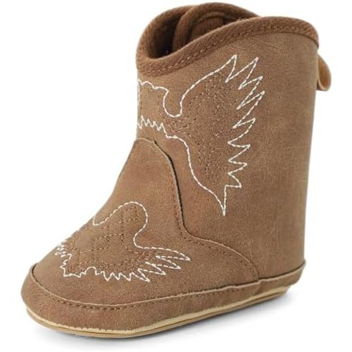 MK MATT KEELY Leather Western Boots Cowboy Bootie Soft Sole Non-Slip Crib Shoes for Baby Infant Toddler Girls Boys Newborn