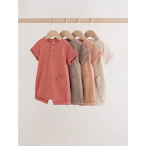 Buy Orange Grandad Button Neck Baby Rompers 4 Pack from Next USA