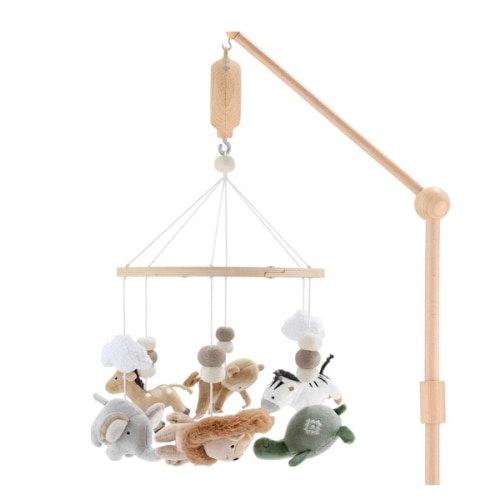 Safari Serenity Wooden Crib Musical Mobile