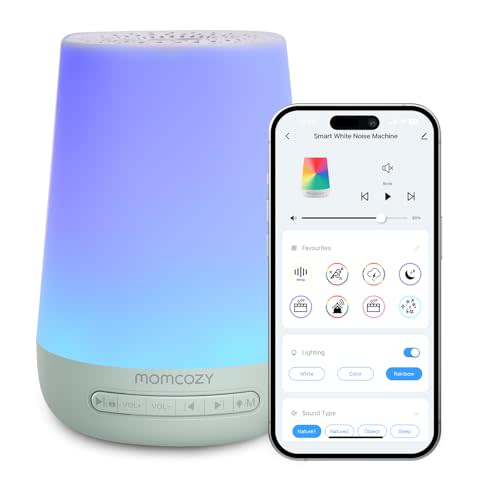 Momcozy Smart White Noise Machine for Baby Sleeping with Night Light, Green | Sound Machine, Toddler Sleep Trainer with 34 Soothing Sounds, Timer, App Remote Control, Personal Sleep Routine