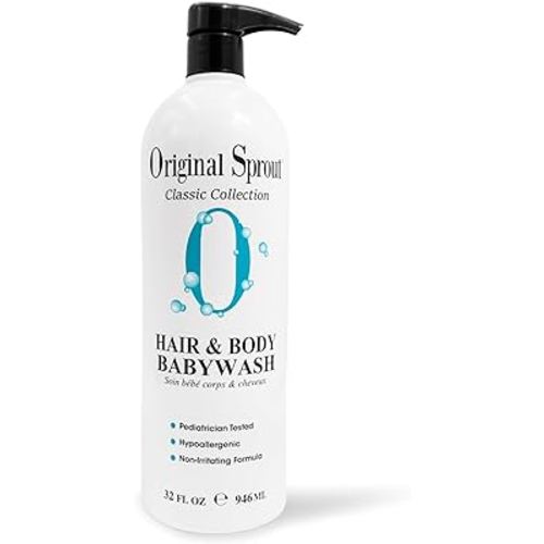 Original Sprout Baby Shampoo and Body Wash, Hypoallergenic Formula with Organic Calendula & Rosemary for Sensitive Hair & Skin, 32 oz. Bottle