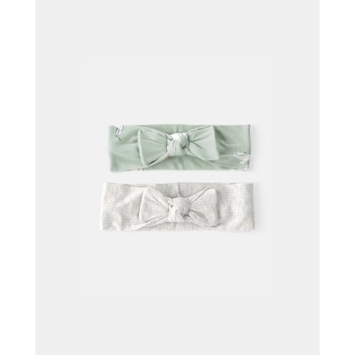 Baby Girl 2-Pack Easter Bunny PurelySoft Headwraps - Green/Ivory | Carter's