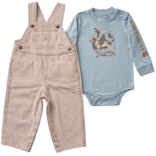 Boys' 2-Piece Long Sleeve Bodysuit & Stripe Overall Set (Baby)