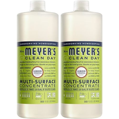 MRS. MEYER'S CLEAN DAY Multi-Surface Everyday Concentrate, Lemon Verbena Scent, 32 Fl Oz Bottle - 2 Pack