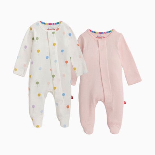 Organic Cotton Magnetic Footie 2 Pack Bundle - Pink Balloons
