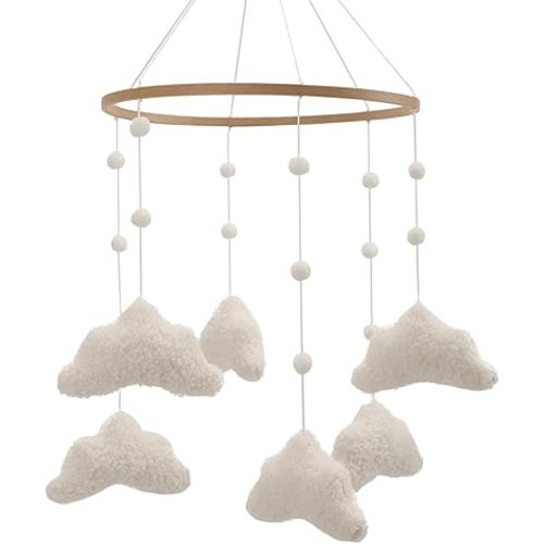 Boucle Clouds Baby Mobile Neutral Nursery Mobile White Clouds Mobile